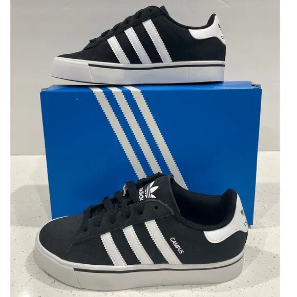 Adidas Campus Vulc J Retro Black White Sz Kids 4.5, Women Sz 6 New Sneakers