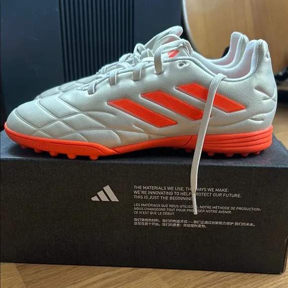 adidas Copa Pure 3 Firm Ground Soccer Cleats White and Orange 4.5