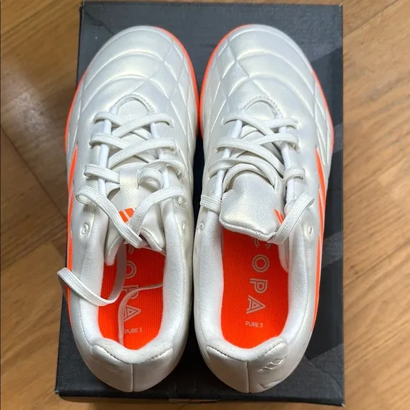 adidas Copa Pure 3 Firm Ground Soccer Cleats White and Orange 4.5