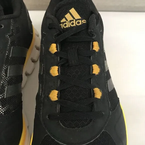 Adidas D70018 Black &amp; Yellow Trainer  Running Sneaker Athletic Shoes Men’s 10.5
