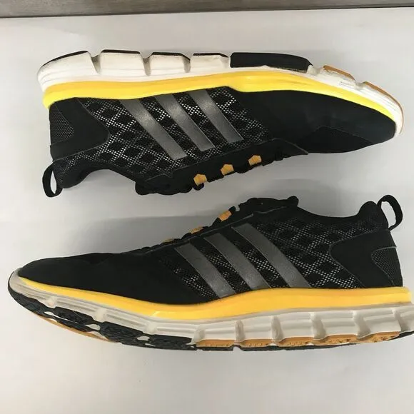 Adidas D70018 Black &amp; Yellow Trainer  Running Sneaker Athletic Shoes Men’s 10.5