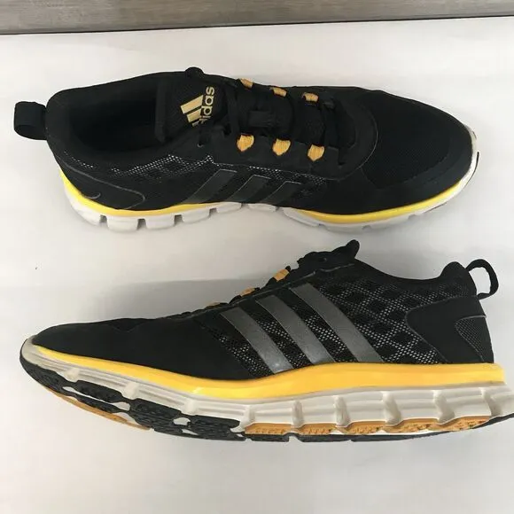 Adidas D70018 Black &amp; Yellow Trainer  Running Sneaker Athletic Shoes Men’s 10.5