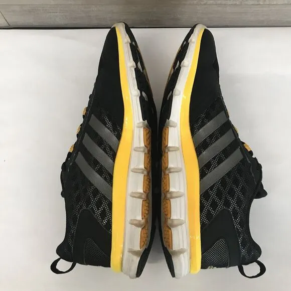 Adidas D70018 Black &amp; Yellow Trainer  Running Sneaker Athletic Shoes Men’s 10.5