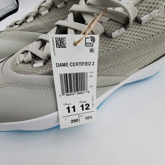 Adidas Dame Certified 2 Low Basketball Shoes Mens 11 Grey IE7793 NEW w/ Tag