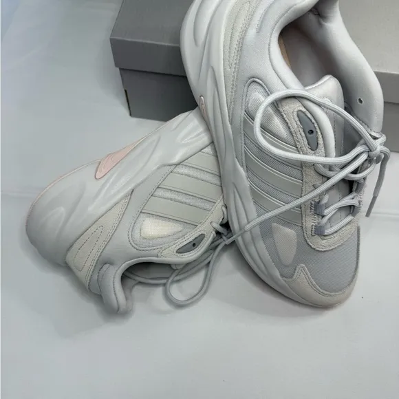 adidas Gray and Pink Athletic Shoes with Cushioned Midsole