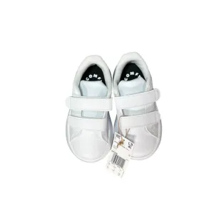 Adidas Kids Advantage CF White Shoes With Green Heel Detail Straps Sz 8K