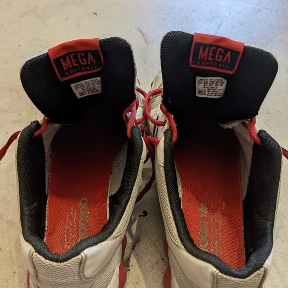Adidas MEGA SOFTCELL red/white men's shoes size 9 USED lots of treadlife left
