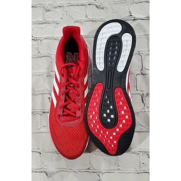 adidas MENS 9.5 Scarlet White Nebraska Huskers Supernova Running Shoes H01296