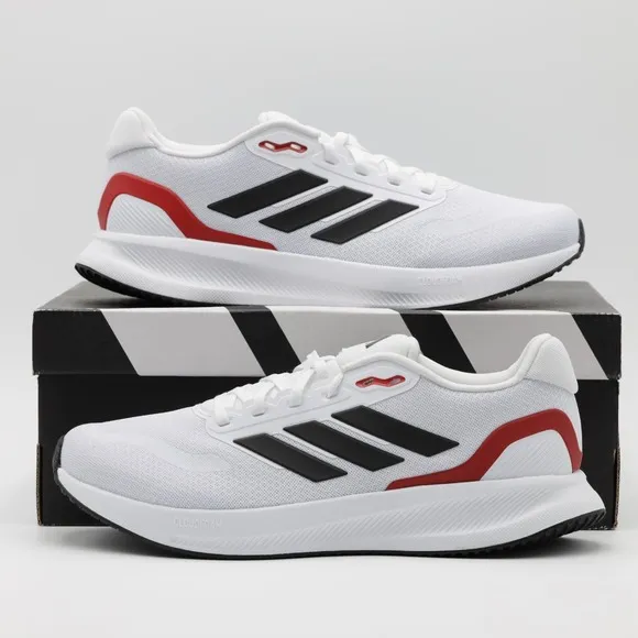 Adidas Men's Breathable Cushion Runfalcon 5 Wide Low Running Shoes White Size 11