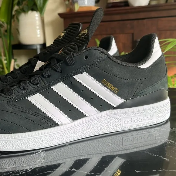 🖤🤍👟adidas Men's Busenitz Shoes-10 Core Black Cloud White and Gold Metallic-10