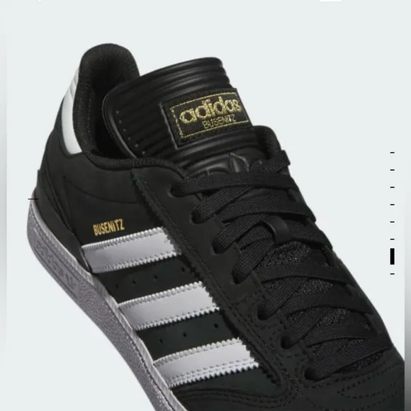 🖤🤍👟adidas Men's Busenitz Shoes-10 Core Black Cloud White and Gold Metallic-10