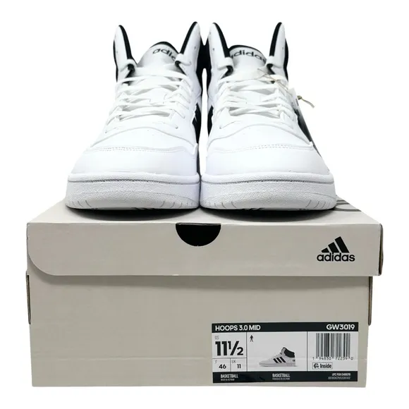 Adidas Men’s Hoops 3.0 Mid GW3019 White/Black Size 11.5