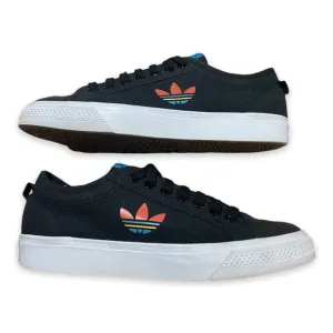 adidas Mens Shoes Size 8 FW4540 Core Black Cloud White Signal Cyan Nizza Trefoil