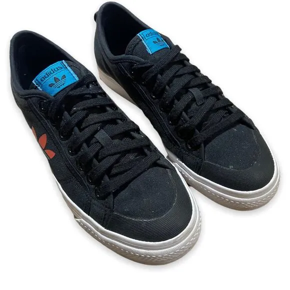adidas Mens Shoes Size 8 FW4540 Core Black Cloud White Signal Cyan Nizza Trefoil