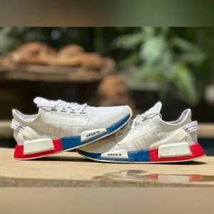 Adidas NMD R1 V2 White Lush Red Blue Athletic Shoes - Size 8 Men’s
