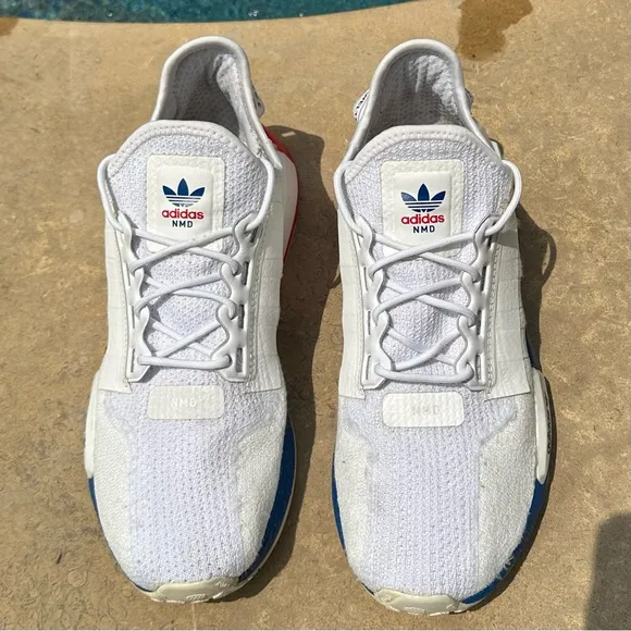 Adidas NMD R1 V2 White Lush Red Blue Athletic Shoes - Size 8 Men’s