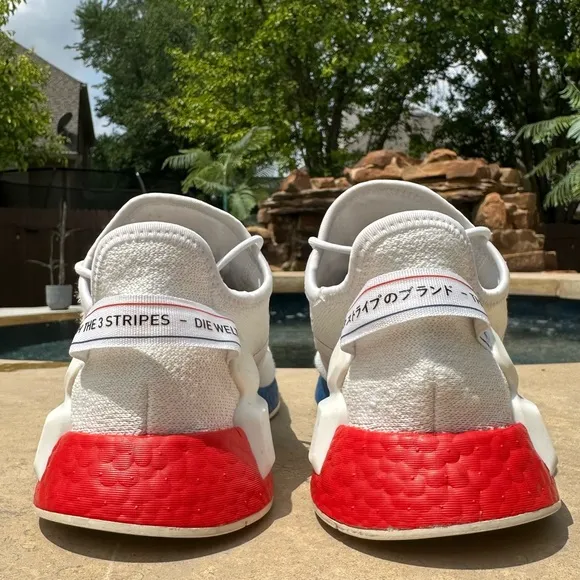 Adidas NMD R1 V2 White Lush Red Blue Athletic Shoes - Size 8 Men’s