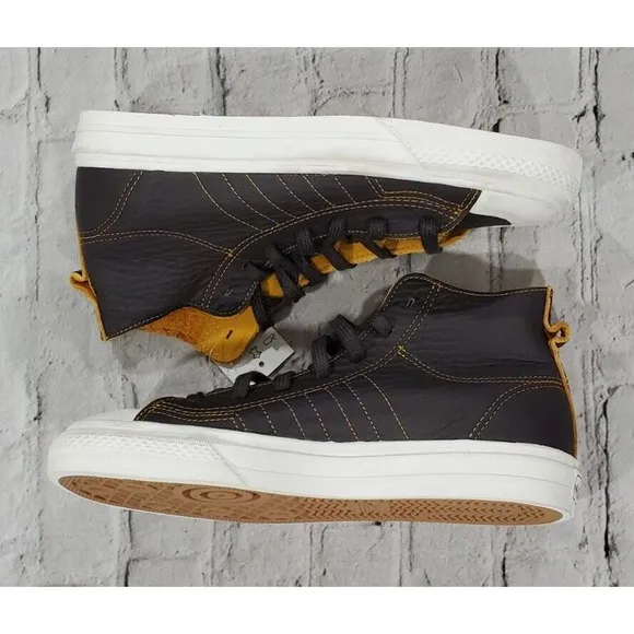 Adidas Originals Nizza Hi RF Brown Leather Sneakers FV0686 MENS 6.5 WOMENS 7.5
