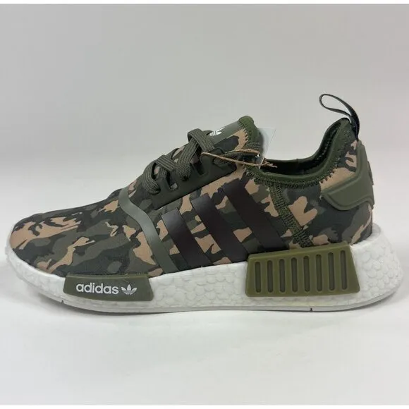 Adidas Originals NMD R1 Kids Unisex GS Olive Strata Camo Shoes Boost HQ1652