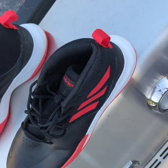 ADIDAS Own The Game Wide Black Red Basketball Athletic Shoes EF0309 Men's Sz 13