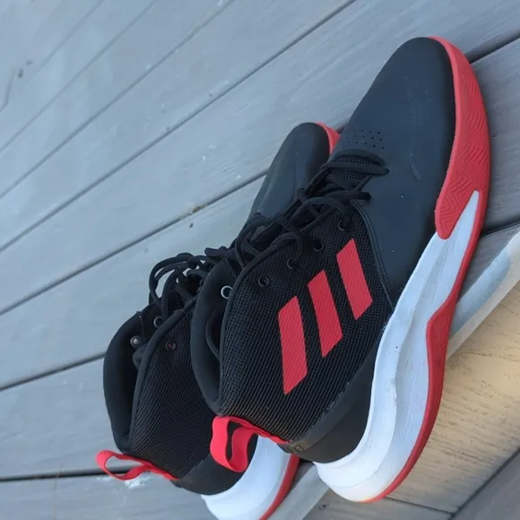 ADIDAS Own The Game Wide Black Red Basketball Athletic Shoes EF0309 Men's Sz 13