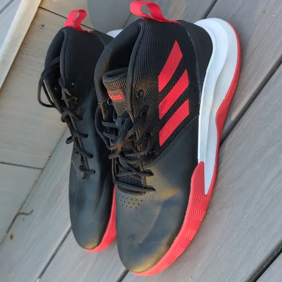 ADIDAS Own The Game Wide Black Red Basketball Athletic Shoes EF0309 Men's Sz 13