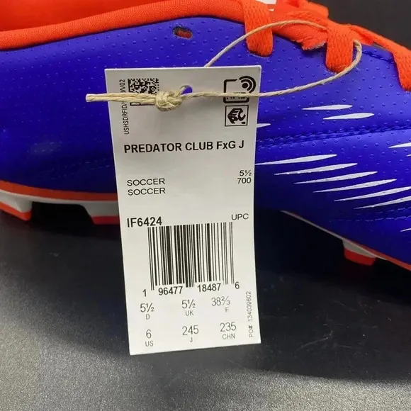 Adidas Predator Club FxG J IF6426 NEW Mens 6 blue orange