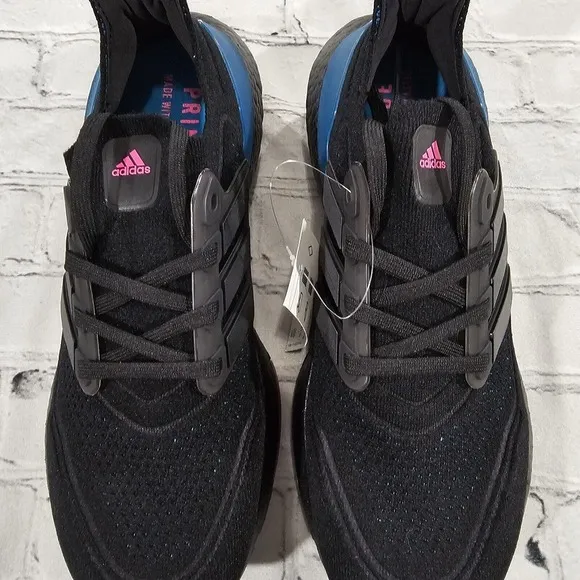 Adidas Running Ultraboost 21 Carbon Black Blue Pink Shoes FZ1921 MENS 8 WOMENS 9