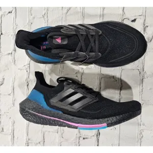 Adidas Running Ultraboost 21 Carbon Black Blue Pink Shoes FZ1921 MENS 8 WOMENS 9