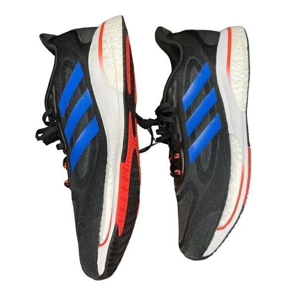 adidas Supernova   Running Shoe in Core Black/Blue Rush/Turbo NWOT Size 10 1/2