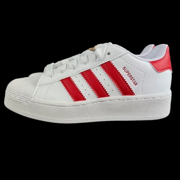 Adidas Superstar XLG C White Scarlet Red Shoes IF8429 Youth Sizes 11K - 3