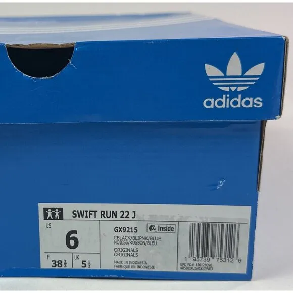 Adidas Swift Run 22 J Kids Black Pink Leopard Running Shoes Sneakers GX9215