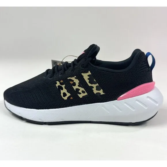 Adidas Swift Run 22 J Kids Black Pink Leopard Running Shoes Sneakers GX9215