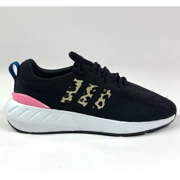 Adidas Swift Run 22 J Kids Black Pink Leopard Running Shoes Sneakers GX9215