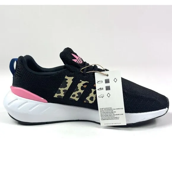 Adidas Swift Run 22 J Kids Black Pink Leopard Running Shoes Sneakers GX9215