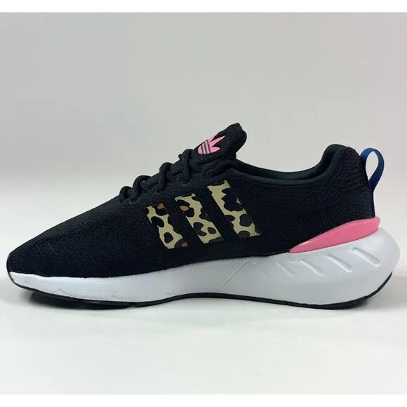 Adidas Swift Run 22 J Kids Black Pink Leopard Running Shoes Sneakers GX9215