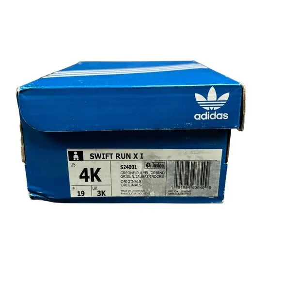 Adidas Swift Run X I Grey Pulse Yellow Indigo Shoes S24001 Infant Boy's Size 4 K