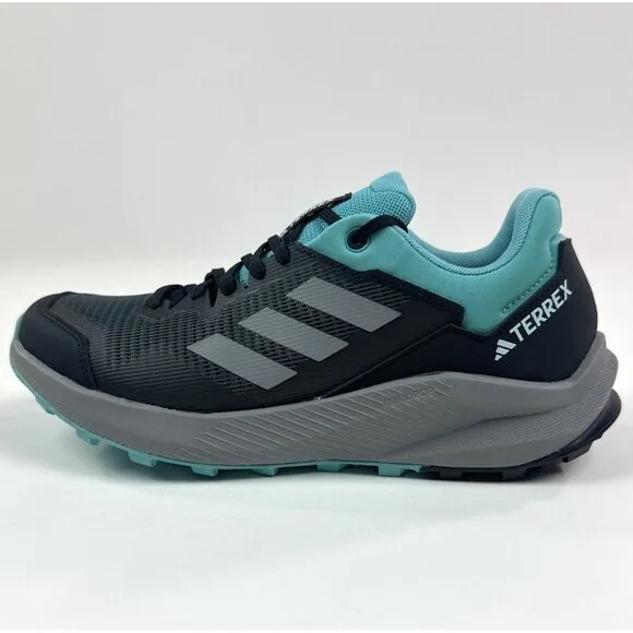 adidas Terrex Trailrider Womens 8.5 Black Blue Low Trail Running Shoes HR1182