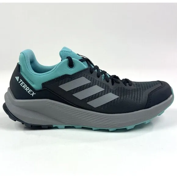 adidas Terrex Trailrider Womens 8.5 Black Blue Low Trail Running Shoes HR1182