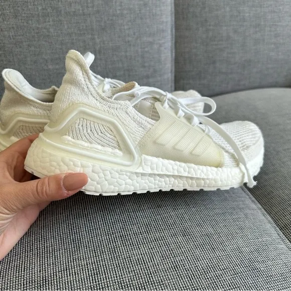 Adidas Ultra Boost 19 Sneakers Shoes Triple White Lace Up Slip On Size 7 Men’s