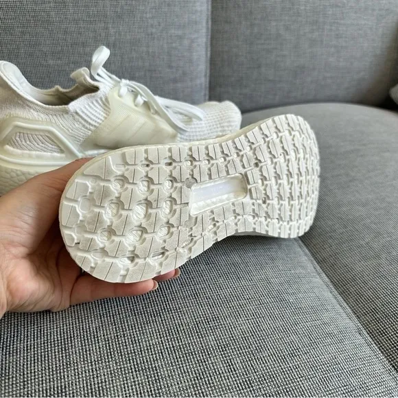 Adidas Ultra Boost 19 Sneakers Shoes Triple White Lace Up Slip On Size 7 Men’s