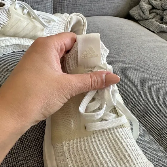 Adidas Ultra Boost 19 Sneakers Shoes Triple White Lace Up Slip On Size 7 Men’s