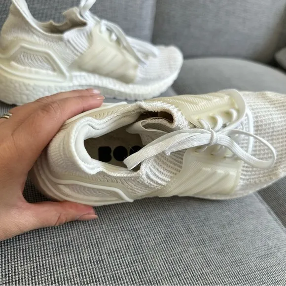 Adidas Ultra Boost 19 Sneakers Shoes Triple White Lace Up Slip On Size 7 Men’s