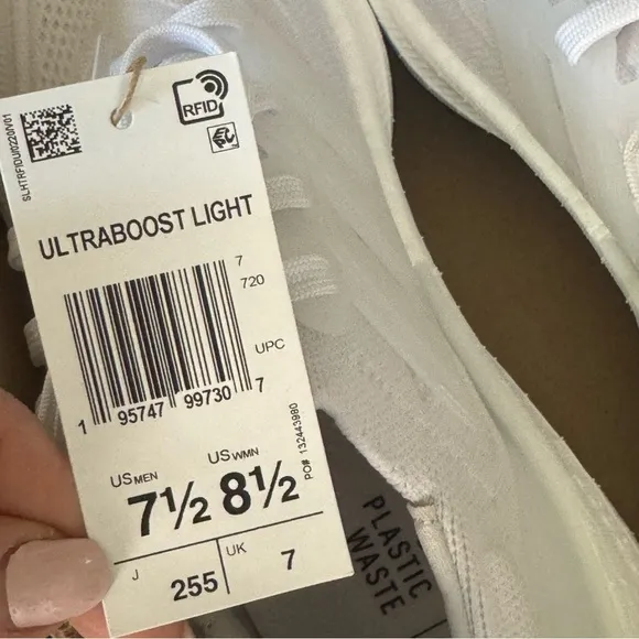 Adidas Ultraboost light white running shoes sneakers