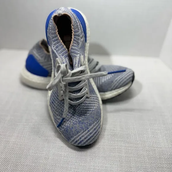 Adidas UltraBoost X Womens 7 Grey Two Hi Res Blue Prime Knit Sneakers Shoes