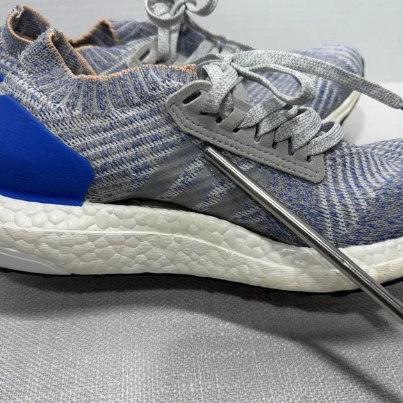Adidas UltraBoost X Womens 7 Grey Two Hi Res Blue Prime Knit Sneakers Shoes