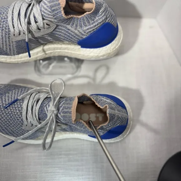 Adidas UltraBoost X Womens 7 Grey Two Hi Res Blue Prime Knit Sneakers Shoes