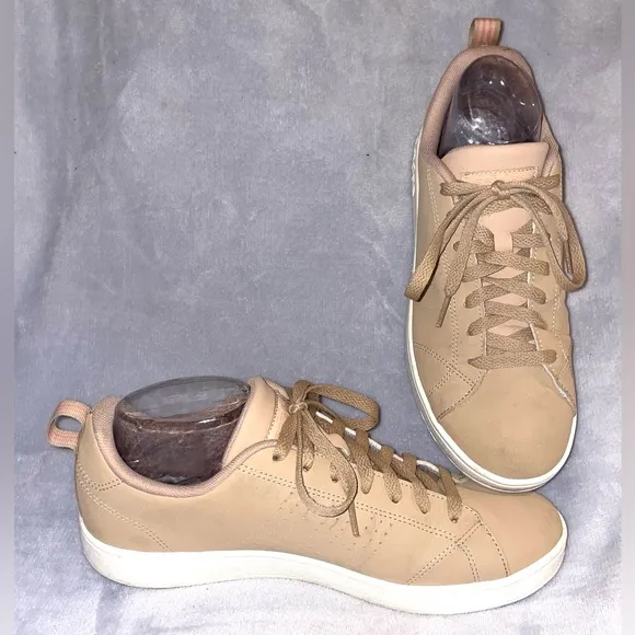 Adidas VS Advantage Women’s Beige Lace Up Tennis Shoes Sneakers ART F34441 Tan