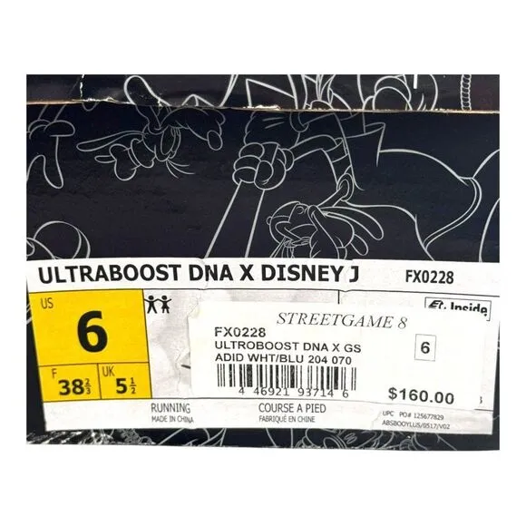 adidas UltraBoost DNA x Disney Goofy Pack White Black FX0228  Shoe Size 6 M 8 W