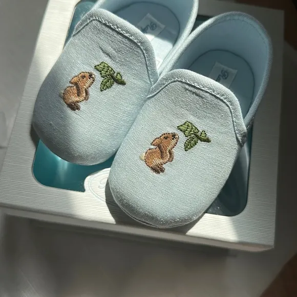 Adorable Blue Baby Shoes with Bunny Design